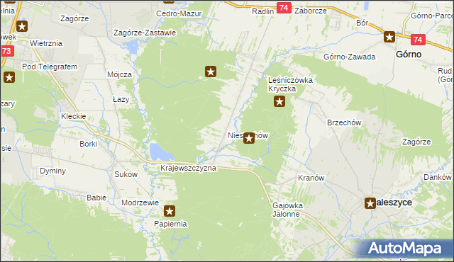 mapa Niestachów gmina Daleszyce, Niestachów gmina Daleszyce na mapie Targeo