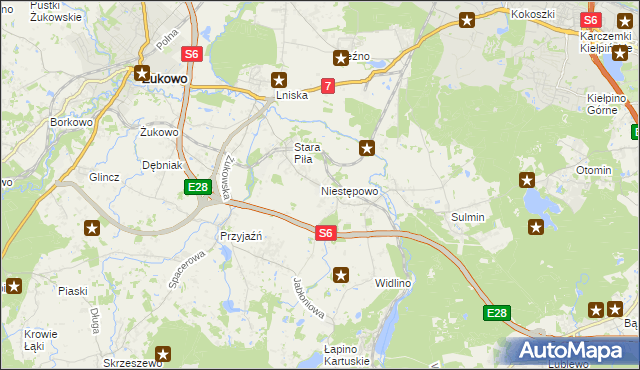 mapa Niestępowo, Niestępowo na mapie Targeo