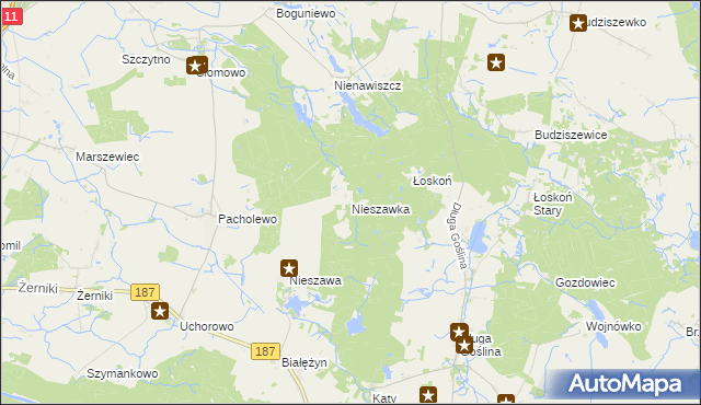 mapa Nieszawka, Nieszawka na mapie Targeo