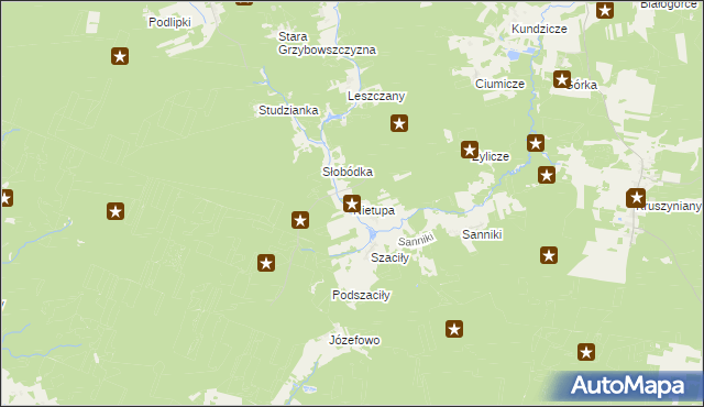 mapa Nietupa, Nietupa na mapie Targeo