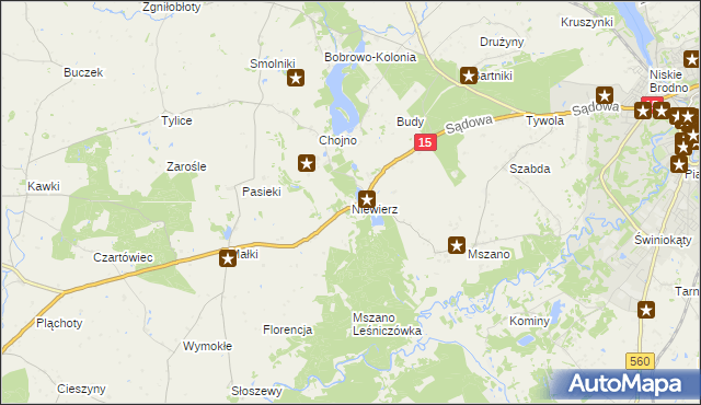 mapa Niewierz gmina Brodnica, Niewierz gmina Brodnica na mapie Targeo