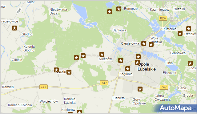 mapa Niezdów gmina Opole Lubelskie, Niezdów gmina Opole Lubelskie na mapie Targeo