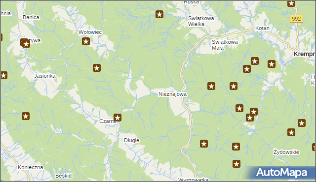 mapa Nieznajowa, Nieznajowa na mapie Targeo