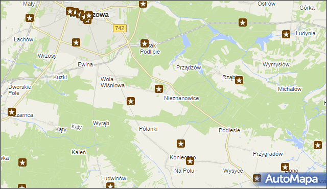 mapa Nieznanowice gmina Włoszczowa, Nieznanowice gmina Włoszczowa na mapie Targeo