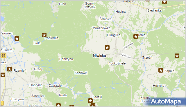mapa Niwiska powiat kolbuszowski, Niwiska powiat kolbuszowski na mapie Targeo