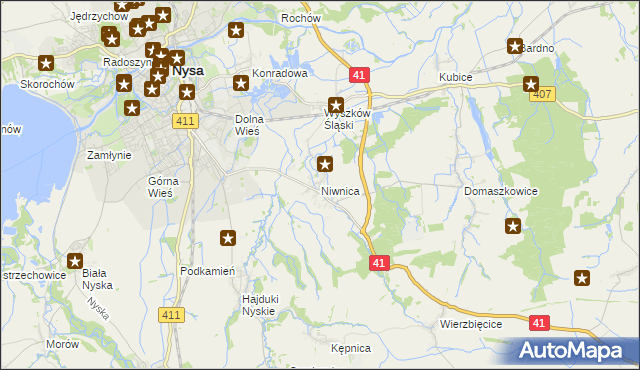 mapa Niwnica, Niwnica na mapie Targeo