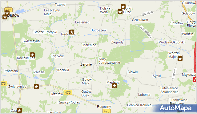 mapa Niwy Jutroszewskie, Niwy Jutroszewskie na mapie Targeo