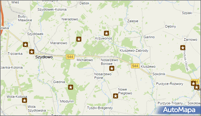 mapa Nosarzewo Borowe, Nosarzewo Borowe na mapie Targeo