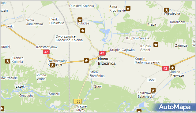 mapa Nowa Brzeźnica, Nowa Brzeźnica na mapie Targeo