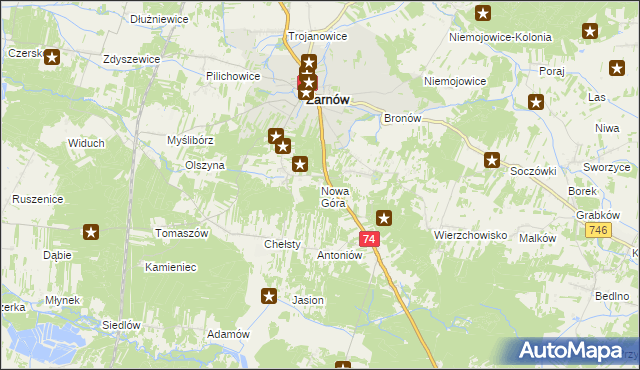 mapa Nowa Góra gmina Żarnów, Nowa Góra gmina Żarnów na mapie Targeo