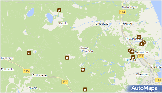 mapa Nowa Jasienica, Nowa Jasienica na mapie Targeo