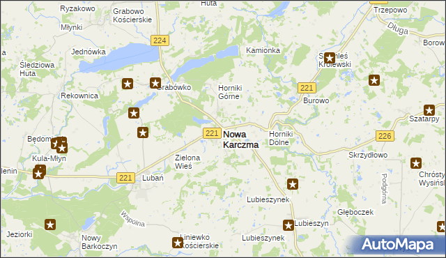 mapa Nowa Karczma powiat kościerski, Nowa Karczma powiat kościerski na mapie Targeo