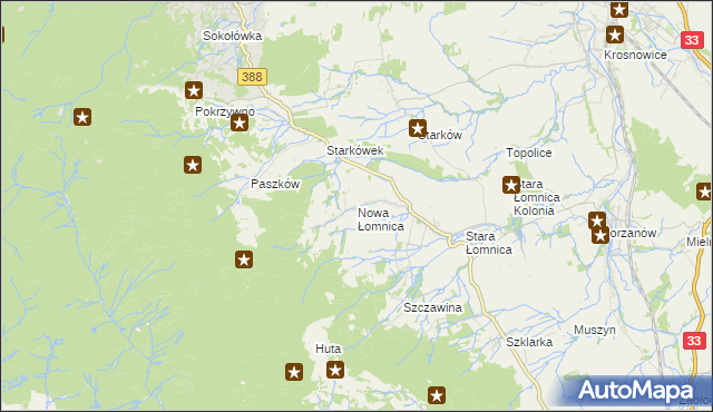 mapa Nowa Łomnica, Nowa Łomnica na mapie Targeo