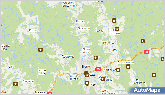 mapa Nowa Wieś gmina Bircza, Nowa Wieś gmina Bircza na mapie Targeo