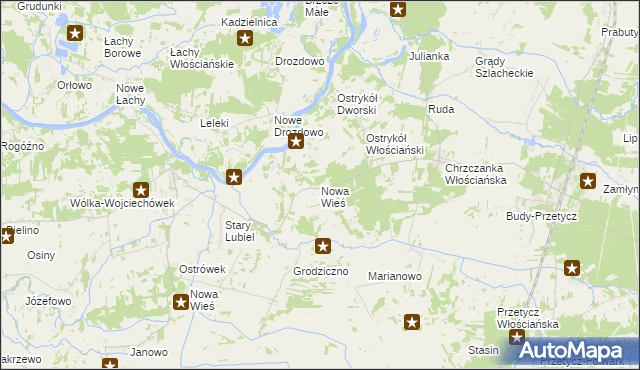 mapa Nowa Wieś gmina Długosiodło, Nowa Wieś gmina Długosiodło na mapie Targeo