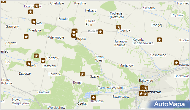 mapa Nowa Wieś gmina Słupia, Nowa Wieś gmina Słupia na mapie Targeo