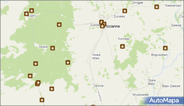 mapa Nowa Wieś gmina Trzcianne, Nowa Wieś gmina Trzcianne na mapie Targeo