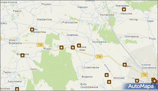 mapa Nowa Wieś gmina Warka, Nowa Wieś gmina Warka na mapie Targeo