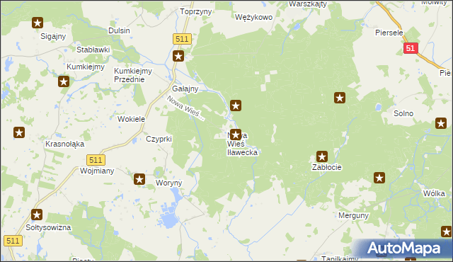 mapa Nowa Wieś Iławecka, Nowa Wieś Iławecka na mapie Targeo