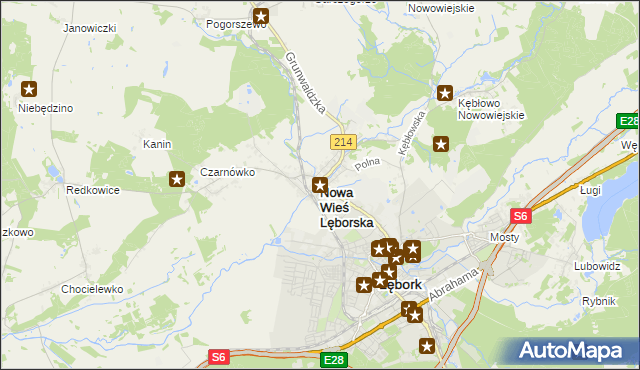 mapa Nowa Wieś Lęborska, Nowa Wieś Lęborska na mapie Targeo