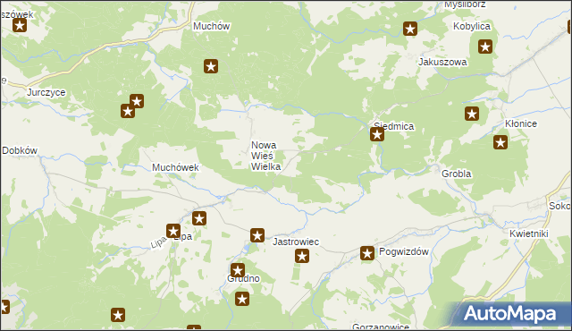 mapa Nowa Wieś Mała gmina Paszowice, Nowa Wieś Mała gmina Paszowice na mapie Targeo