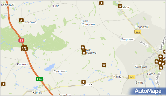 mapa Nowe Chrapowo, Nowe Chrapowo na mapie Targeo