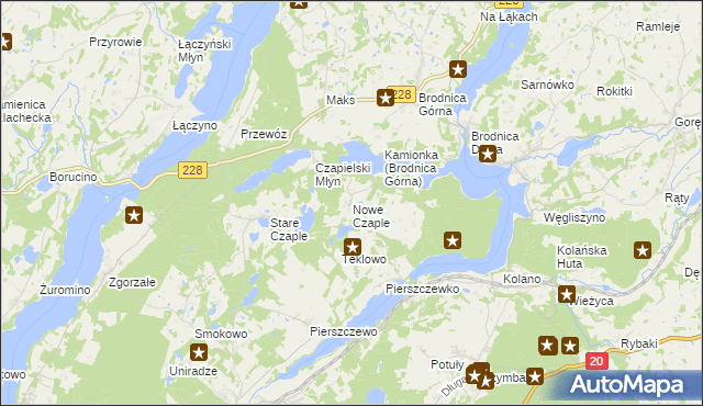 mapa Nowe Czaple gmina Stężyca, Nowe Czaple gmina Stężyca na mapie Targeo