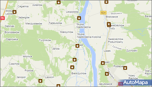 mapa Nowe gmina Ożarów, Nowe gmina Ożarów na mapie Targeo