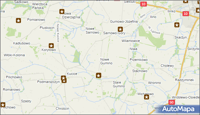 mapa Nowe Gumino, Nowe Gumino na mapie Targeo