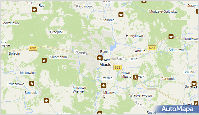 mapa Nowe Miasto powiat płoński, Nowe Miasto powiat płoński na mapie Targeo