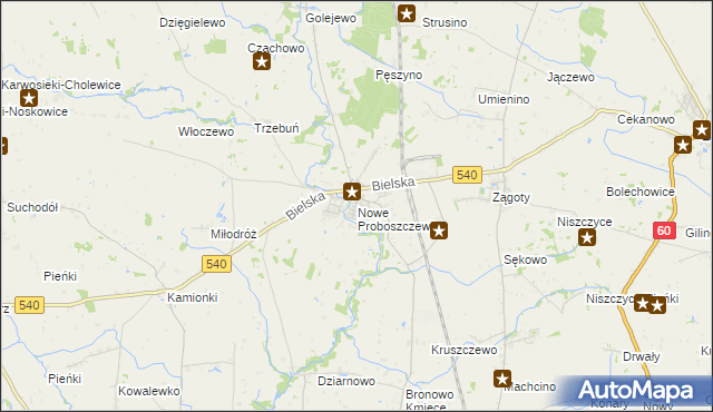 mapa Nowe Proboszczewice, Nowe Proboszczewice na mapie Targeo