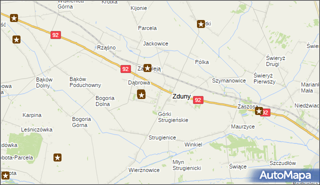 mapa Nowe Zduny, Nowe Zduny na mapie Targeo