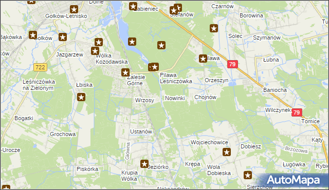 mapa Nowinki gmina Piaseczno, Nowinki gmina Piaseczno na mapie Targeo