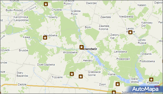 mapa Nowodwór powiat rycki, Nowodwór powiat rycki na mapie Targeo