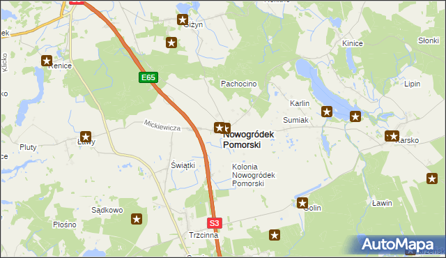 mapa Nowogródek Pomorski, Nowogródek Pomorski na mapie Targeo