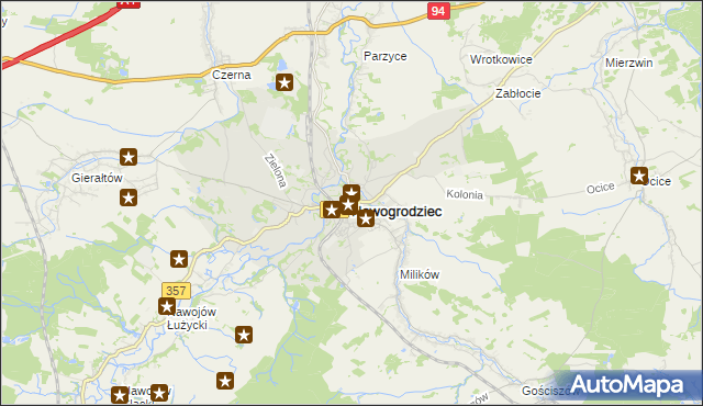 mapa Nowogrodziec, Nowogrodziec na mapie Targeo