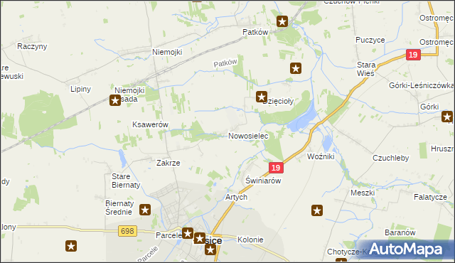 mapa Nowosielec gmina Łosice, Nowosielec gmina Łosice na mapie Targeo