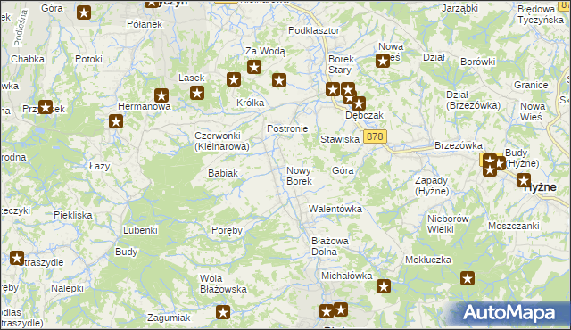mapa Nowy Borek gmina Błażowa, Nowy Borek gmina Błażowa na mapie Targeo