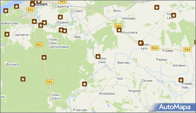 mapa Nowy Dwór gmina Lidzbark, Nowy Dwór gmina Lidzbark na mapie Targeo