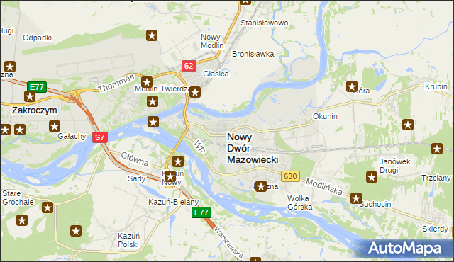 mapa Nowy Dwór Mazowiecki, Nowy Dwór Mazowiecki na mapie Targeo