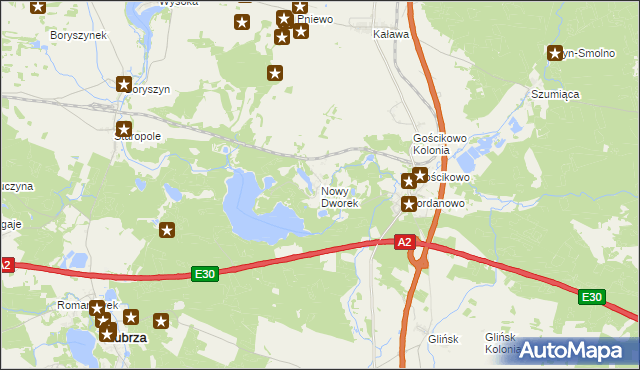 mapa Nowy Dworek gmina Świebodzin, Nowy Dworek gmina Świebodzin na mapie Targeo