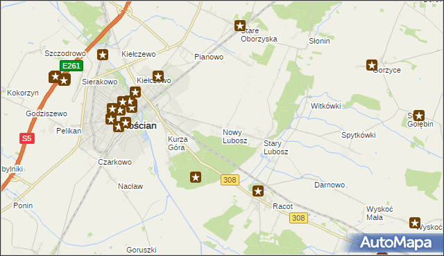 mapa Nowy Lubosz, Nowy Lubosz na mapie Targeo
