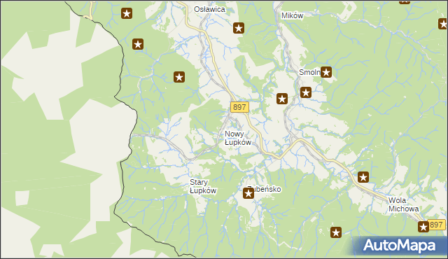 mapa Nowy Łupków, Nowy Łupków na mapie Targeo