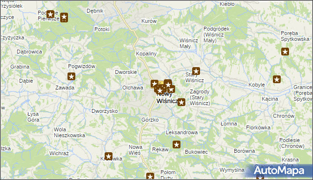 mapa Nowy Wiśnicz, Nowy Wiśnicz na mapie Targeo