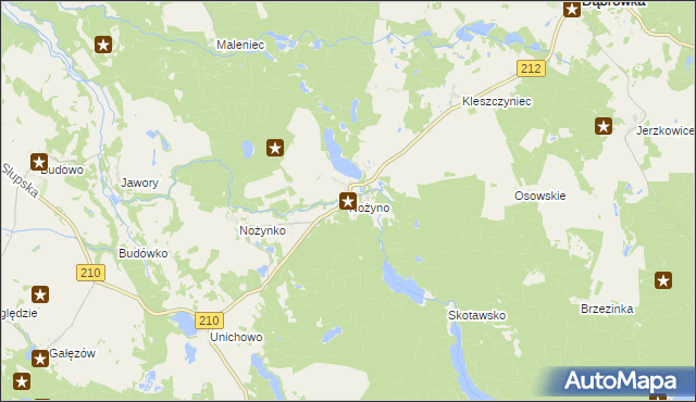 mapa Nożyno, Nożyno na mapie Targeo