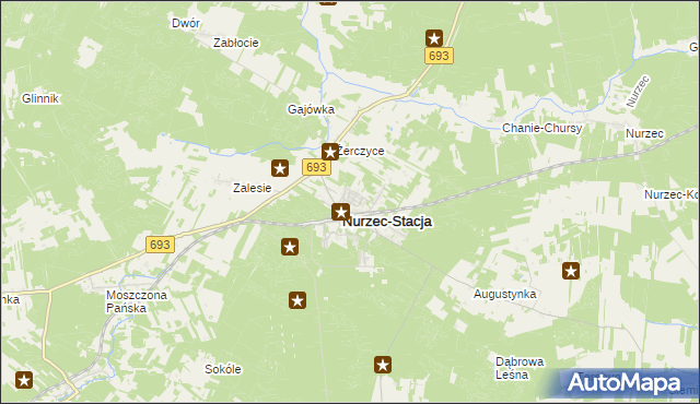 mapa Nurzec-Stacja, Nurzec-Stacja na mapie Targeo