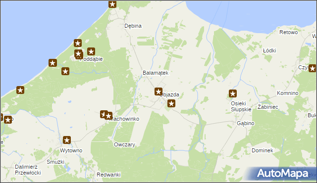 mapa Objazda gmina Ustka, Objazda gmina Ustka na mapie Targeo