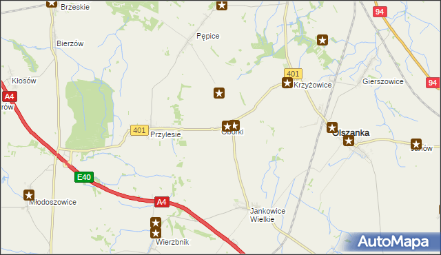 mapa Obórki gmina Olszanka, Obórki gmina Olszanka na mapie Targeo