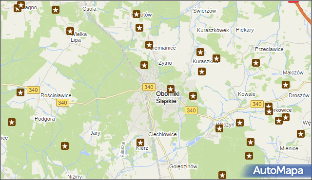 mapa Oborniki Śląskie, Oborniki Śląskie na mapie Targeo