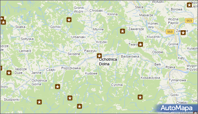 mapa Ochotnica Dolna, Ochotnica Dolna na mapie Targeo